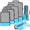 NEW Bagail 8-Piece Compression Packing Cubes Set, Dusty Blue Mesh, Premium Nylon Fabric, Water-Repellent