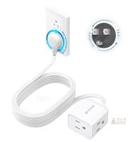 TROND TD-EC-US01X 10ft Extension Cord, 3 Outlets, 360&deg; Rotating Slim Plug, 16/3 Gauge, 125V