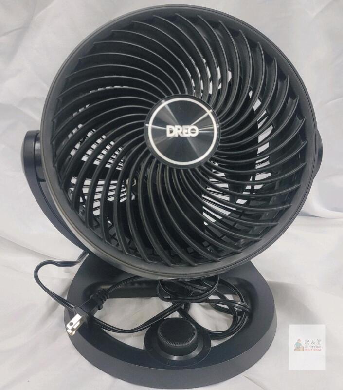 new Dreo 9-Inch Air Circulator Table Fan, 4-Speed, Adjustable Tilt, Black, Electric Plug-in