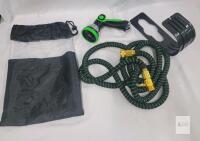 new Expandable Garden Hose Kit 50ft, Brass Fittings, 8-Function Spray Nozzle, Holder, Storage Bag