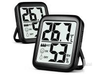 new Digital Indoor Thermometer & Hygrometer EC002B2, 2-Pack, LCD Display, CR2032 Battery