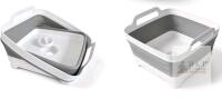 Collapsible Dish Tub with Drain Plug, 2.4 Gallon Capacity, White and Gray new