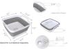 Collapsible Dish Tub with Drain Plug, 2.4 Gallon Capacity, White and Gray new - 2