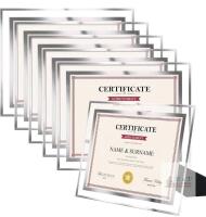 new 8 Silver Certificate Frames 8.5x11 Inch, Glass Front, Kickstand, Tabletop & Wall Display, Set of 8