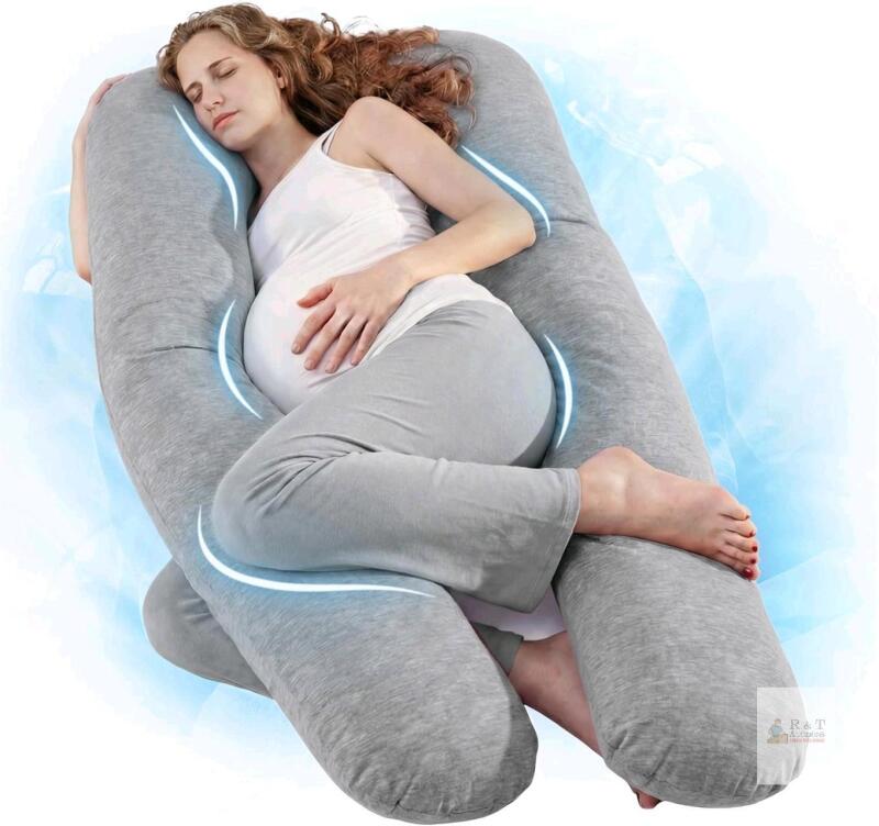 New Nuliie Pregnancy Pillow for Sleeping, U Shaped Full Body Pillow with Washable Cooling Fabric Cover, Maternity Pillow Support for Back, HIPS, Legs for Pregnant Women (Cooling Light Grey) <br/>Maternity Pillow for Pregnant women, Supports Back, Hips and