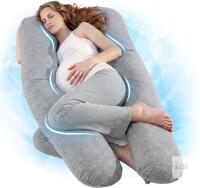 New Nuliie Pregnancy Pillow for Sleeping, U Shaped Full Body Pillow with Washable Cooling Fabric Cover, Maternity Pillow Support for Back, HIPS, Legs for Pregnant Women (Cooling Light Grey) <br/>Maternity Pillow for Pregnant women, Supports Back, Hips and