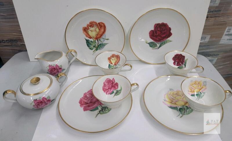 10pc. Vintage H&C Heinrich Selb Bavaria Cups , Saucers , Sugar & Creamer Set