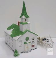 Department 56 New England Village Lighted Porcelain Church Building with Original Box