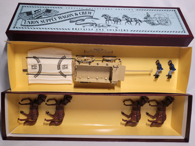 Britains ' Union Supply Wagon & Crew ' Toy Soldier Lead Miniatures in Box