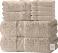 New White Classic Luxury Taupe Bath Towel Set - Combed Cotton Hotel Quality Absorbent 8 Piece Towels | 2 Bath Towels | 2 Hand Towels | 4 Washcloths [Worth $72.95] 8 Pack | Taupe