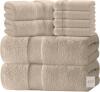 New White Classic Luxury Taupe Bath Towel Set - Combed Cotton Hotel Quality Absorbent 8 Piece Towels | 2 Bath Towels | 2 Hand Towels | 4 Washcloths [Worth $72.95] 8 Pack | Taupe