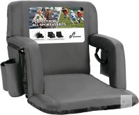 New Sportneer Stadium Seats with Back Support: 2.5'' Thick Comfy Cushion 6 Adjustable Angle Bleacher Seat with Armrest - 2 Large Pockets, 2 Cup Holders Stadium Chair for Sport Events Concerts Parks