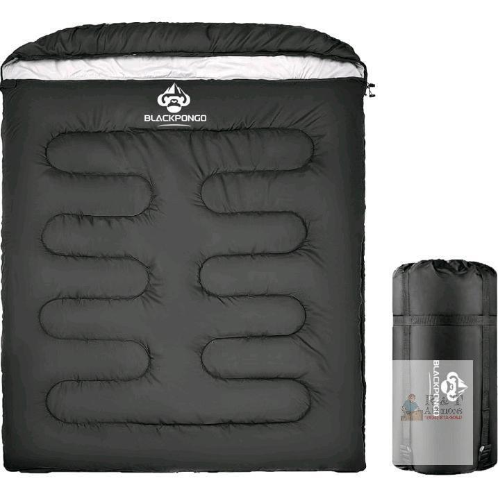 BLACKPONGO Double Sleeping Bag, 90.6"x61", 3-Season, Convertible to Two Singles