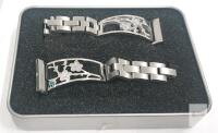 Mtczon Ladies Stainless Steel Floral Bracelet Clasp Band with Rhinestone Accents new