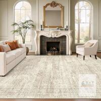 New Soalmost Washable Area Rug 8x10 Large Soft Beige Rugs for Living Room Non-Slip Carpet for Dining Bedroom, Stain Resistant Low Pile Foldable Lightweight Floor Mat Under Table Home Decor