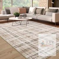 New Garvee 9 x 12 (ft) Loomed Polyester Beige Rectangular Indoor Geometric Mid-Century Modern Style Print Washable Stain Resistant Rug