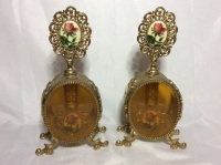 2 Vintage Ornate Brass Perfume Bottles