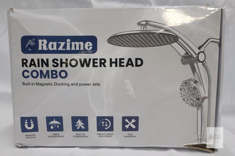 Razime Rain Shower Head Combo, 10" Rain Head, Handheld, 59" Hose, Magnetic Dock, Power Wash, Chrome