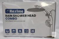 Razime Rain Shower Head Combo, 10" Rain Head, Handheld, 59" Hose, Magnetic Dock, Power Wash, Chrome