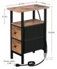 LOAKEKEL Narrow Side Table, 2 Drawer Nightstand, Power Outlets, 15.7" Rustic Brown, Model HETNDP02BR-1 - 2
