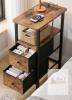 LOAKEKEL Narrow Side Table, 2 Drawer Nightstand, Power Outlets, 15.7" Rustic Brown, Model HETNDP02BR-1 - 3