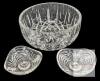 Waterford Crystal Bowl + Aurea Royal Crystal Rock Candlestick Holders With Ribs and Arches 4.4" &times; 1.5" Tall, Fleabites Around Inside Bowl Rim
