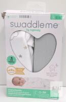 SwaddleMe Original Swaddle 2-Pack, 100% Cotton, 0-3 Months, TOG 1.0, Gold Stars & Grey
