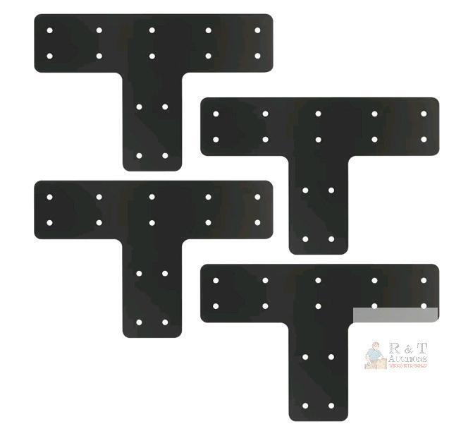 AOKLIT AO-CA188 T-Post Timber Connector Brackets, 4-Pack, 12"x8", Black Powder-Coated Steel