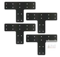 AOKLIT AO-CA188 T-Post Timber Connector Brackets, 4-Pack, 12"x8", Black Powder-Coated Steel