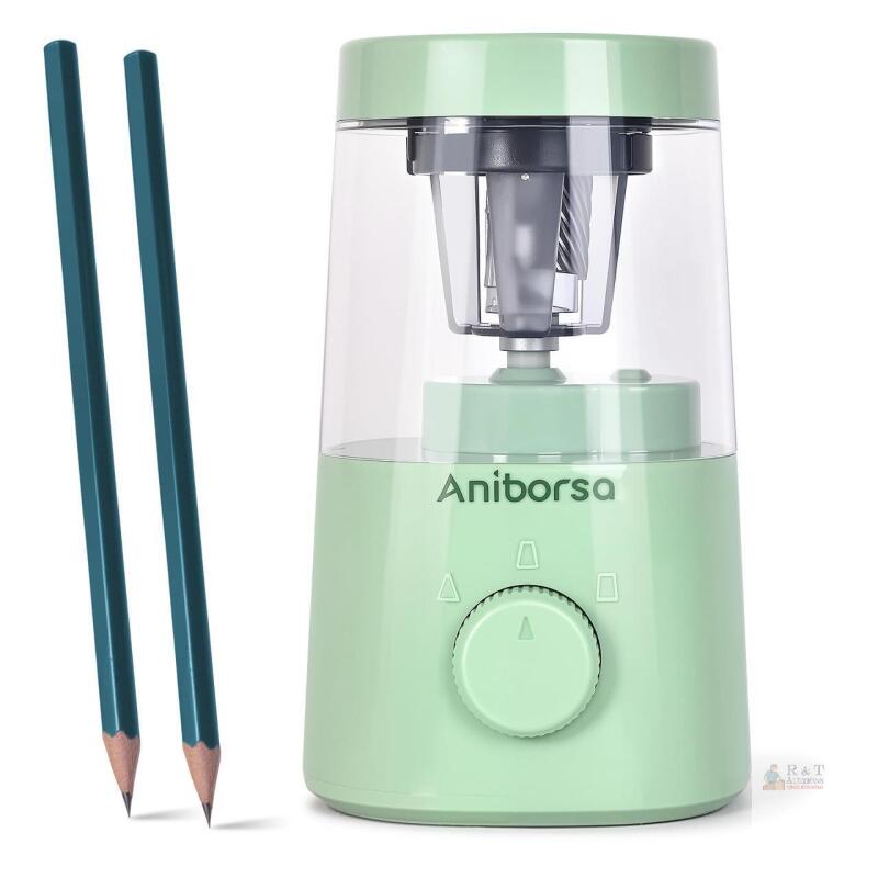 Aniborsa YB-PS5133 Electric Pencil Sharpener, Green, USB & Battery, 3 Adjustable Nib Settings
