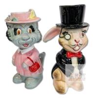 2 Vintage Porcelain Character Vases, Up To 8.6" Tall, Chips Present