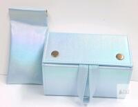 Iridescent Light Blue Foldable Travel Jewelry Organizer with Matching Pouch new