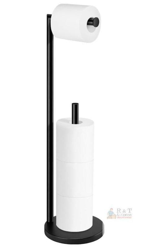 Batoliet Black Stainless Steel Toilet Paper Holder Stand, Freestanding, Holds 4 Rolls, 25.6" H