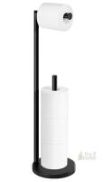 Batoliet Black Stainless Steel Toilet Paper Holder Stand, Freestanding, Holds 4 Rolls, 25.6" H