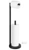 Batoliet Black Stainless Steel Toilet Paper Holder Stand, Freestanding, Holds 4 Rolls, 25.6" H