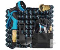 Expandable Garden Hose Kit 50ft, 8-Pattern Nozzle, Brass Fittings, Hanger & Storage Bag, FPN N F8D