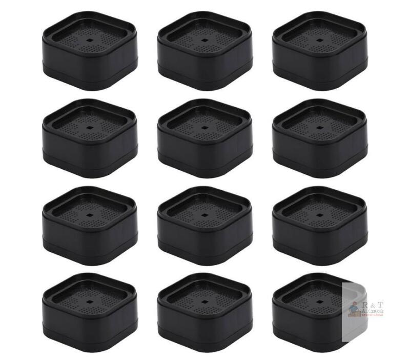 Set of 12 Stackable Furniture Risers, Black, Lift Heights 1"-2.8", Polypropylene, Fits 1.97" Legs