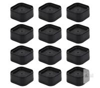 Set of 12 Stackable Furniture Risers, Black, Lift Heights 1"-2.8", Polypropylene, Fits 1.97" Legs
