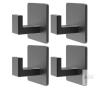 Set of 4 Matte Black Aluminum Adhesive Wall Hooks, 1.77 x 1.77 inches, 11 lbs Capacity