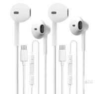 Type-C Wired In-Ear Headphones with Microphone and Volume Control, White, Compatible with Samsung Galaxy, Pixel 6 5 4XL, iPad Pro