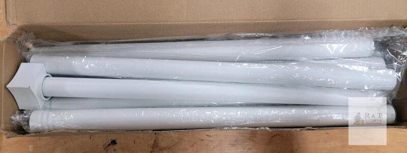 48"-84" White Curtain Rod w/Square Finial Ends - Hardware Included