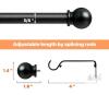 Adjustable Black Metal Curtain Rods Set of 2, 48&ndash;84" in, 5/8 in Diameter, Ball Finials, Wall Mount - 2