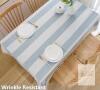 TruDelve 55"x70" Rectangle Blue Striped Cotton Linen Tablecloth with Tassels, Washable, New - 2