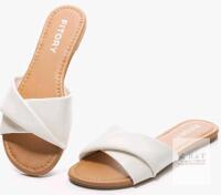 new FITORY Women's Slide Sandals SW06, White, US Size 8, Synthetic Upper, Rubber Sole