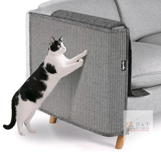 NATUYA Cat Scratch Furniture Protector Gray, 27.6x19.7 in, with Storage Pockets