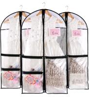 New 3pcs Clear Garment Bags , 38" Hanging Clothes Storage w/ID Slot