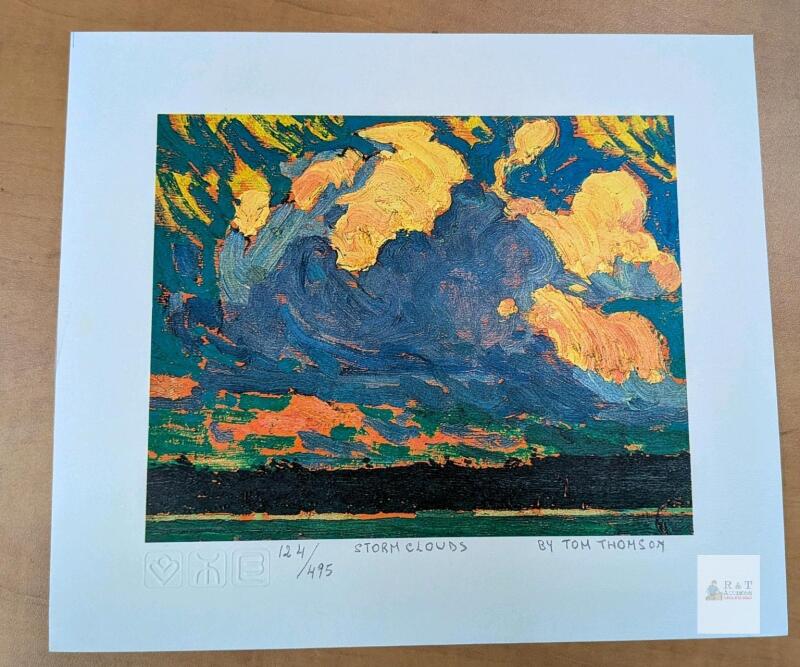 Print of Tom Thomson's Storm Clouds. 124/495. 10" by 9"