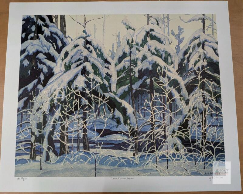 Print of AJ Casson's Snow Laden Spruce. NAC 243/1750. 24"by 20" With COA [Group of Seven]