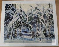 Print of AJ Casson's Snow Laden Spruce. NAC 243/1750. 24"by 20" With COA [Group of Seven]
