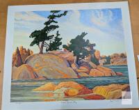 Print of Franklin Carmichael's Island Georgian Bay. 24"by 20" With COA [Group of Seven]